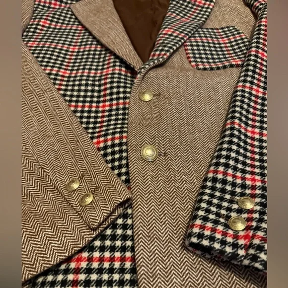 Rowing Blazers Patchwork Tweed Sport Coat Blazer XXL 44R Wool Brown Plaid - Picture 6 of 10